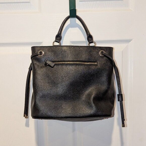 Guess Black Faux Leather Tote Purse Handbag‎ with handle - Picture 2 of 6